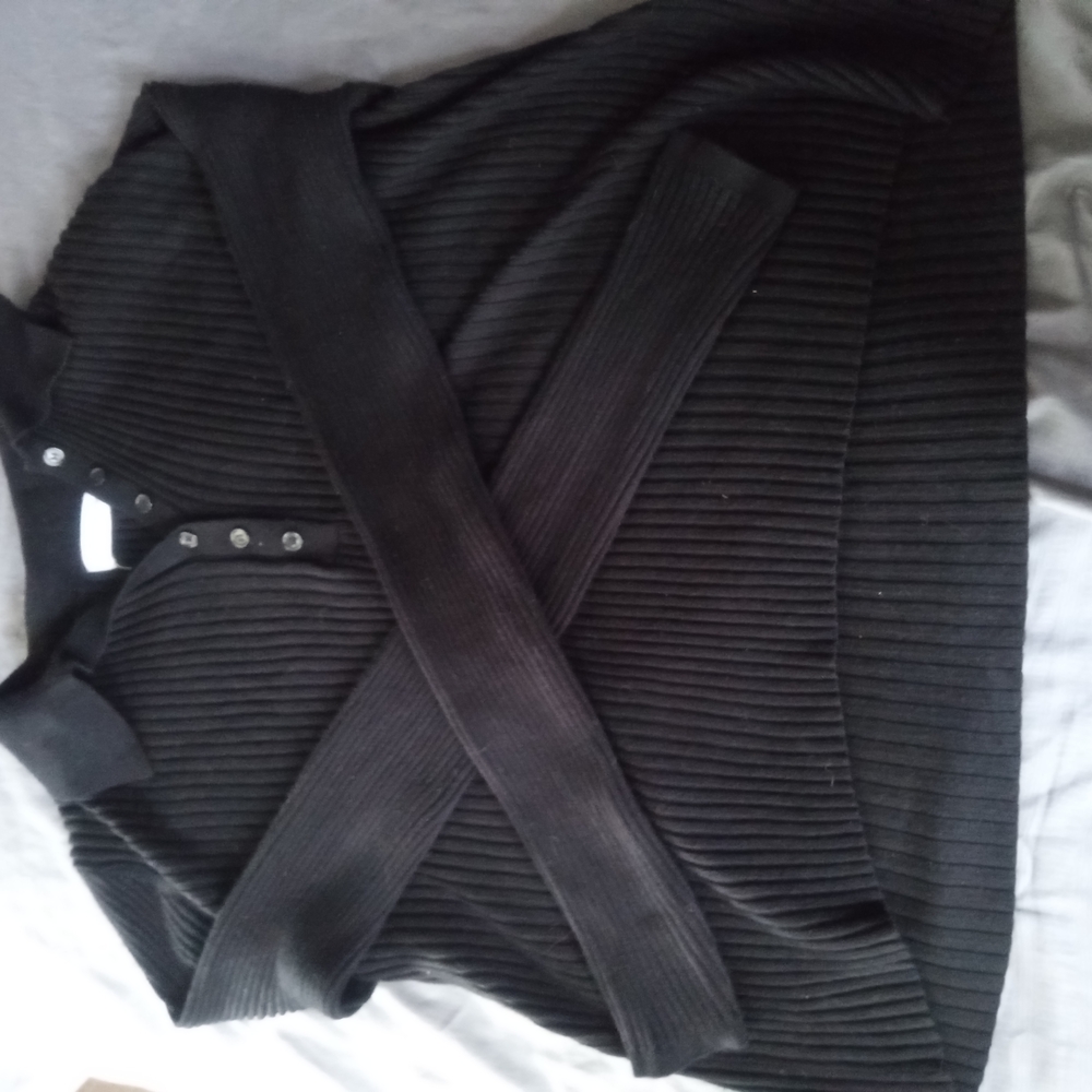 Calvin Klein Jeans Black Buttoned Knit Top